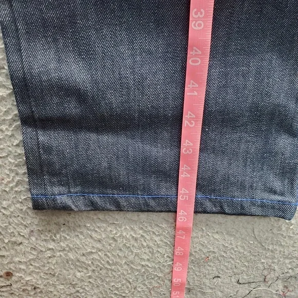 Qruel Hip Hop Baggy Jeans Men 32/32 Blue Denim Studded Belt Loop Double Stitched